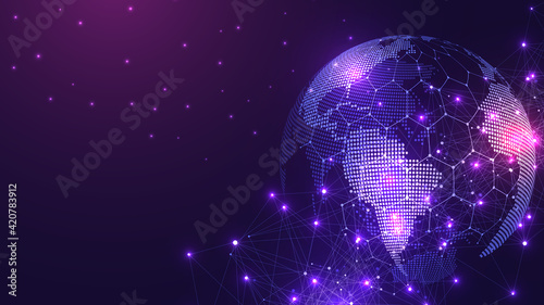 Technology abstract lines and dots connection background. Connection digital data and big data concept. Digital data visualization. Vector illustration