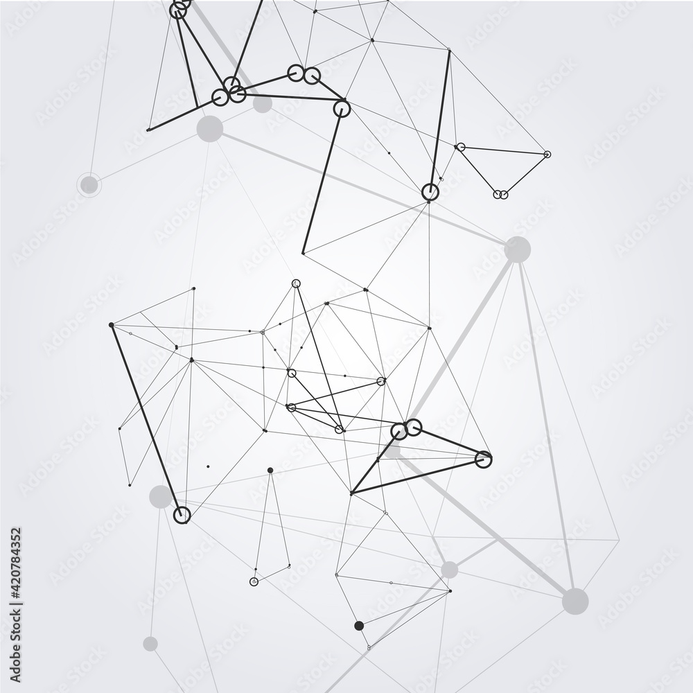 Line art template with social connection shapes on white background. Abstract technology background. Social media concept. Business technology concept. Vector design template