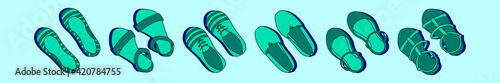set of ruby slippers cartoon icon design template with various models. vector illustration isolated on blue background