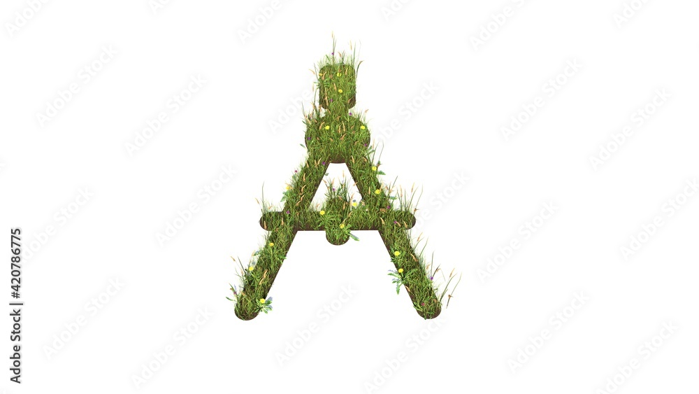 Naklejka premium 3d rendered grass field of symbol of compass isolated on white background