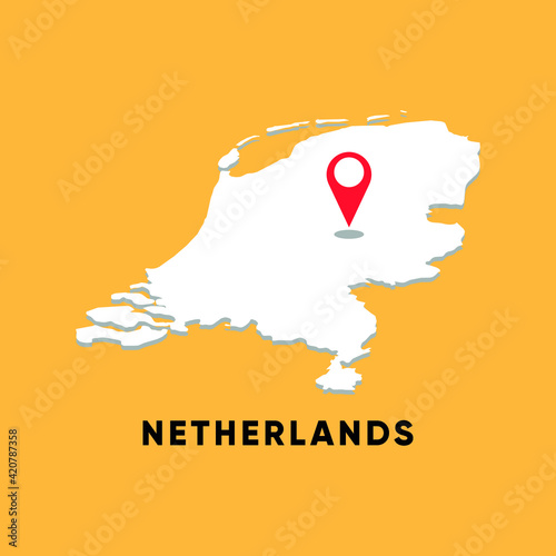Netherlands Isometric map with location icon vector illustration design.