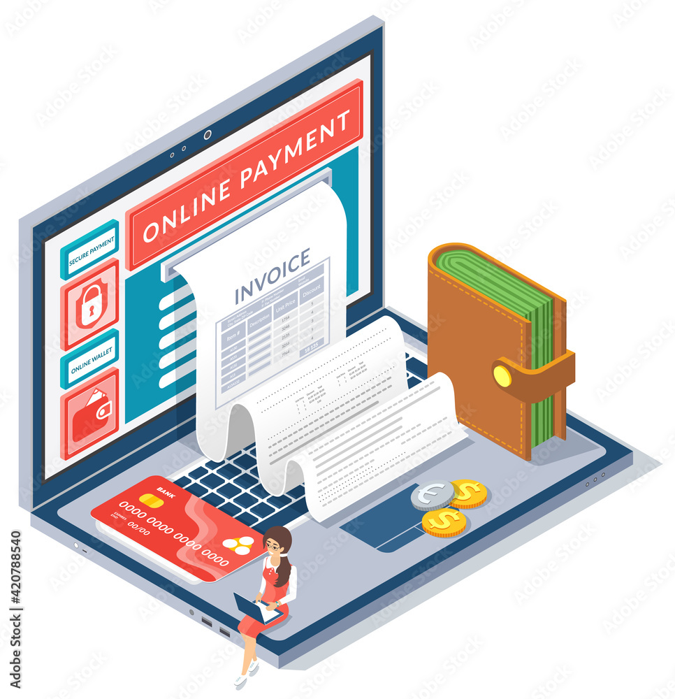 Concept of electronic bill and online bank. Payment by means of the payments electronic online Concept of electronic bill and online bank. Payment by means of the payments electronic online