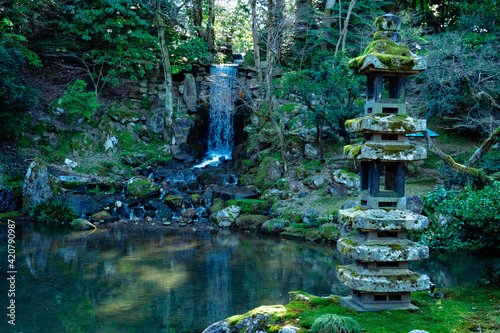 Tableau sur toile Beautiful melancholy gardens and waterfalls