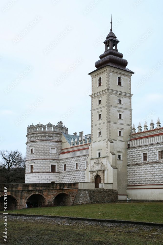 Papal tower of Krasiczyn castle (Zamek w Krasiczynie) near Przemysl. Poland