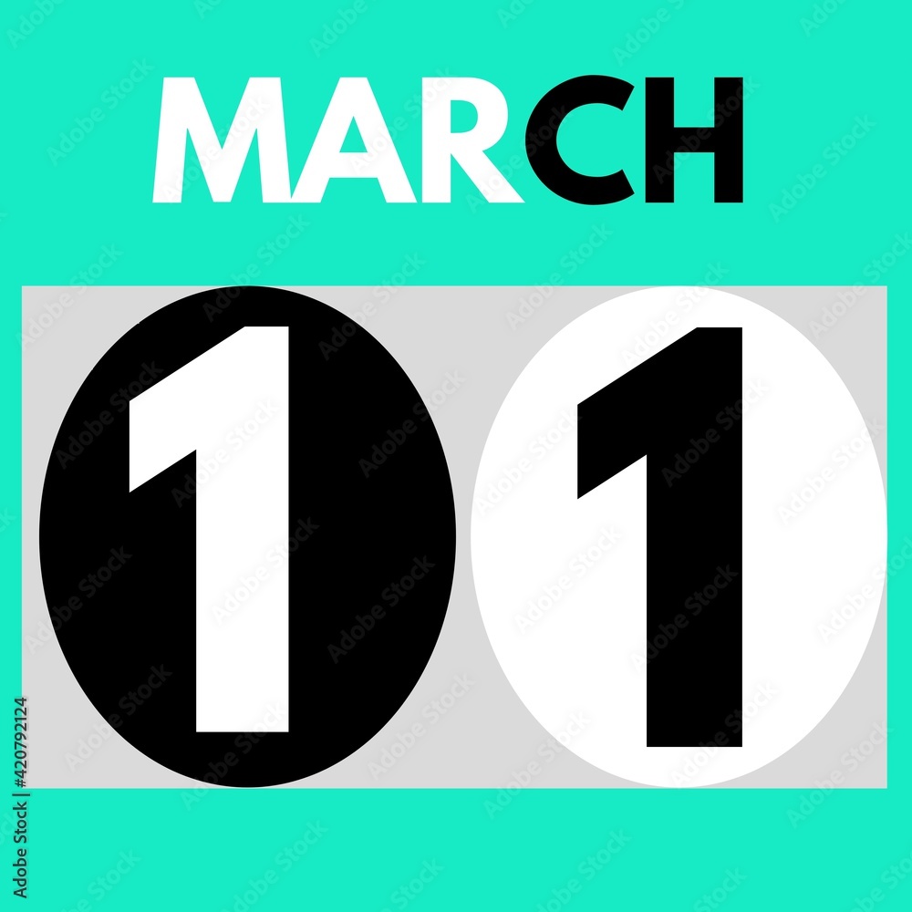 March 11. Modern daily calendar icon .date ,day, month .calendar for the month of March March 11. Modern daily calendar icon .date ,day, month .calendar for the month of March