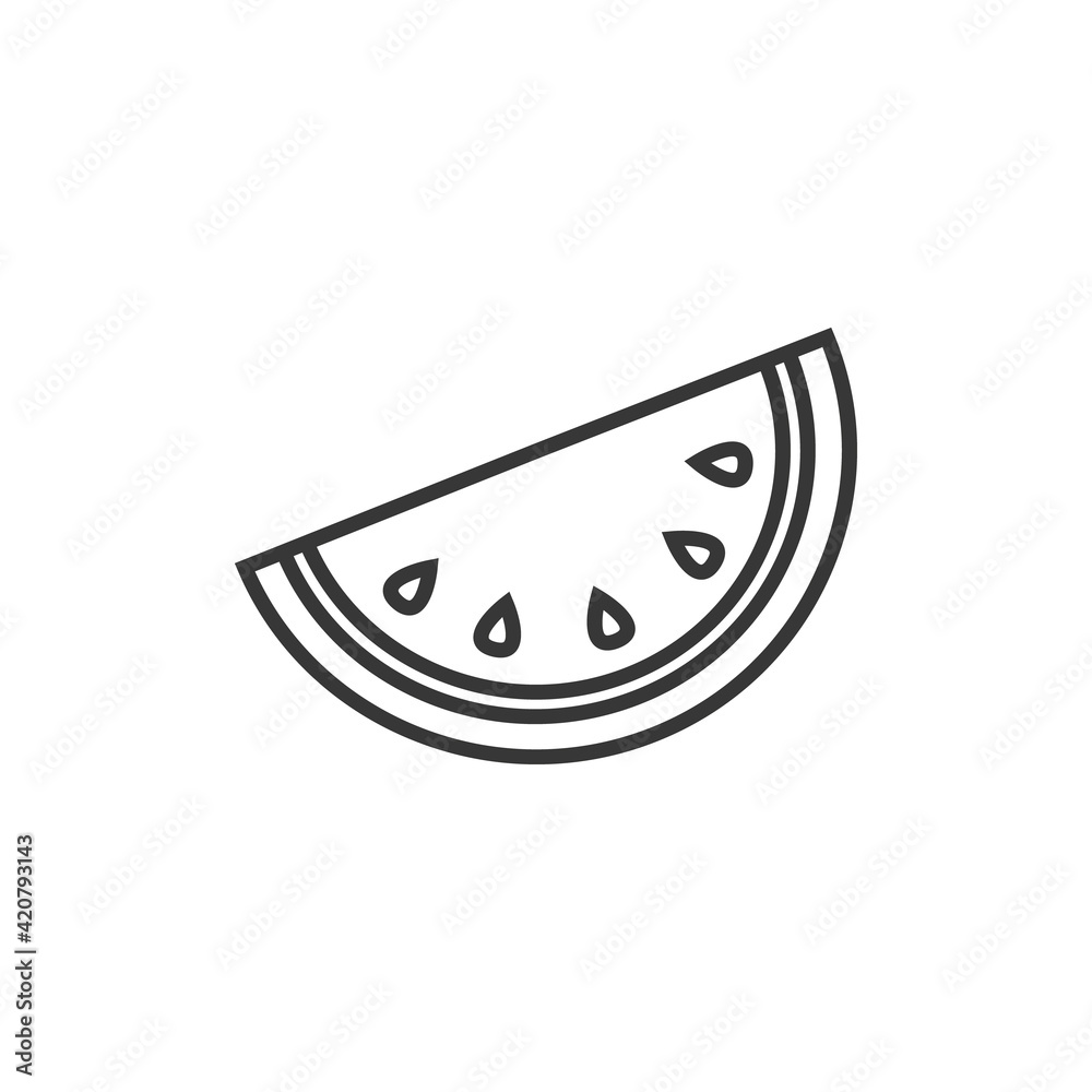 Watermelon slice on stick linear icon. Thin line illustration. Contour symbol. Watermelon slice on stick linear icon. Thin line illustration. Contour symbol.