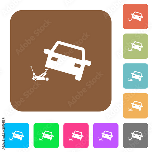 Car repair rounded square flat icons photo