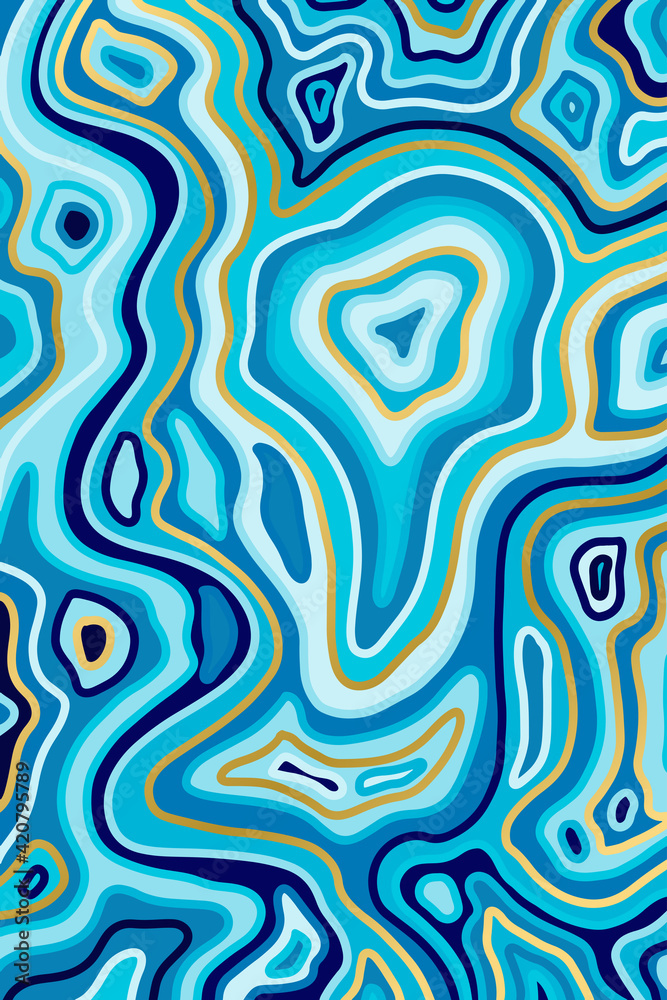 Abstract blue backround. Agate slice ripple texture imitation. Vector illustration.