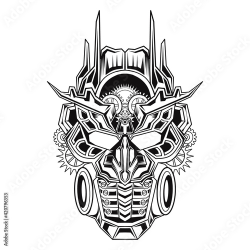 Fotografie illustration of a megatron robot in black and white sketch