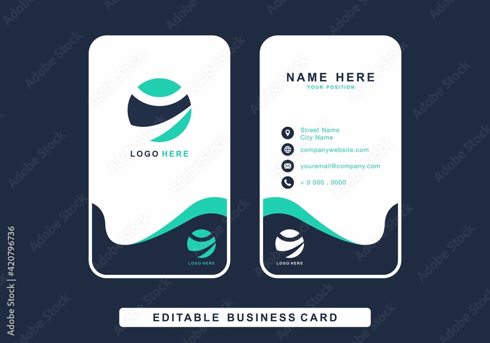 Fototapeta premium Editable template of business card in portrait size