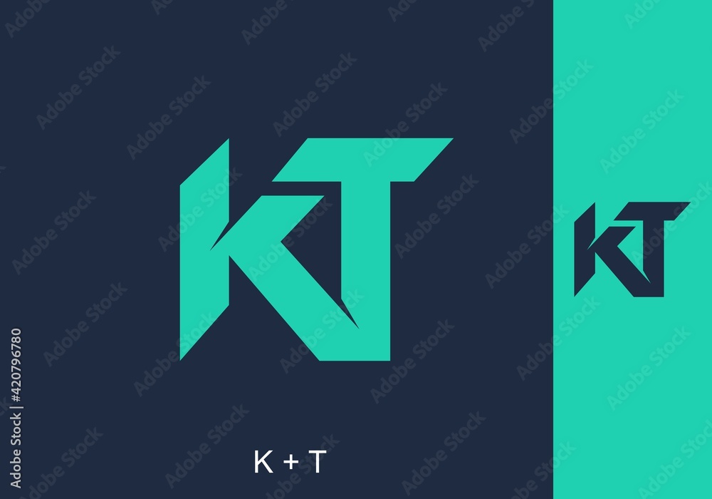 Blue and tosca color of KT initial letter Blue and tosca color of KT initial letter