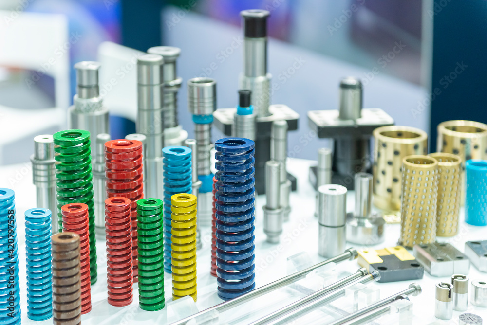 The group of compression spring for mold and die manufacturing process. The standard parts of mold and die. The group of compression spring for mold and die manufacturing process. The standard parts of mold and die.