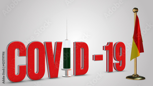 Azuay vaccination campaign and Covid-19 3D illustration.