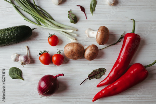 Canvas-taulu Vegan or vegetarian food, fresh raw vegetables
