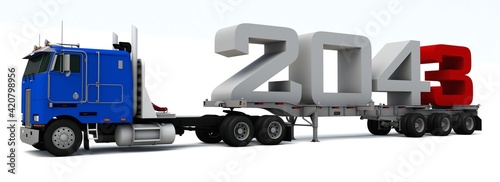 3D illustration of truck transportation with the number 2043