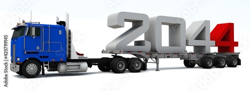 3D illustration of truck transportation with the number 2044