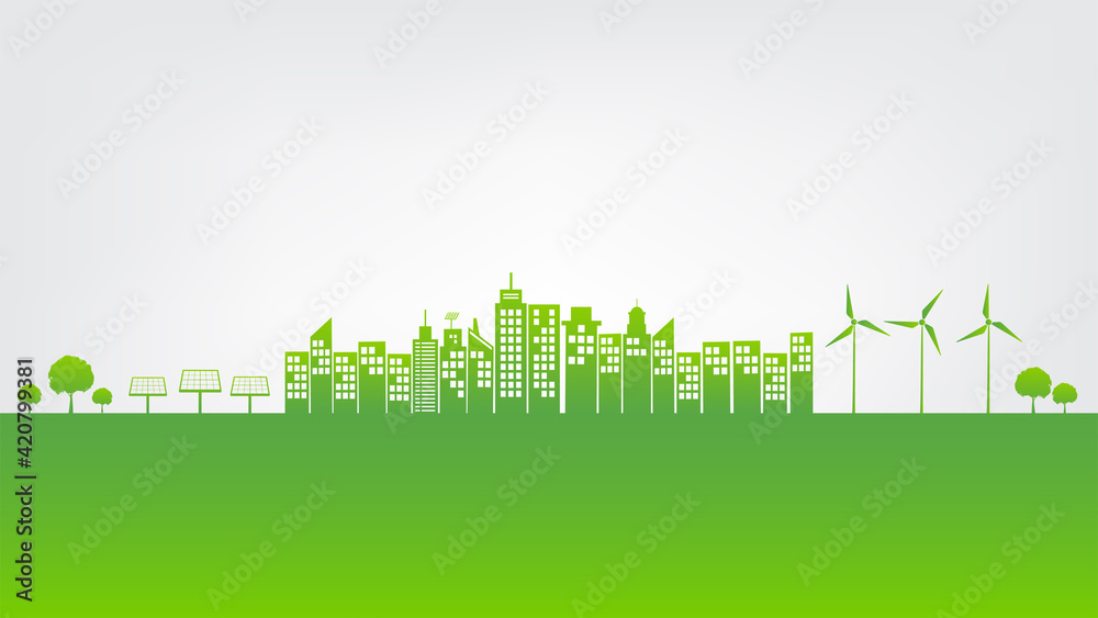 Sustainability development green city and Ecology friendly concept, vector illustration