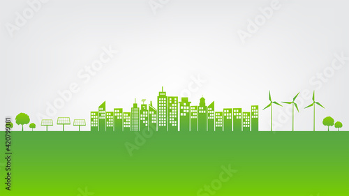 Sustainability development green city and Ecology friendly concept  vector illustration