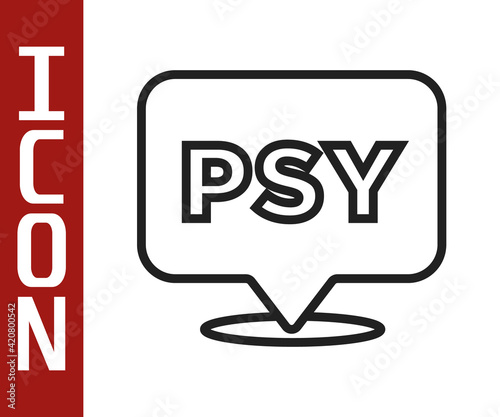 Black line Psychology icon isolated on white background. Psi symbol. Mental health concept, psychoanalysis analysis and psychotherapy. Vector