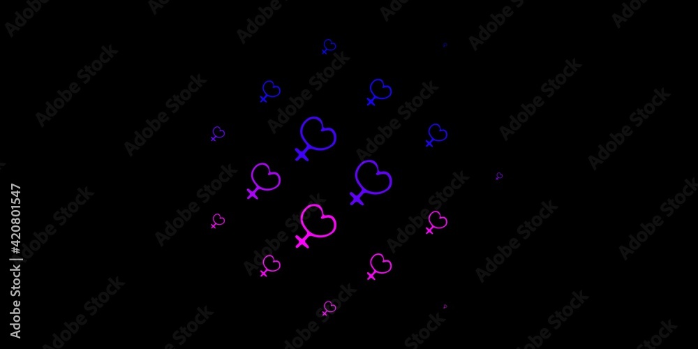 Dark Purple, Pink vector texture with women's rights symbols. Dark Purple, Pink vector texture with women's rights symbols.