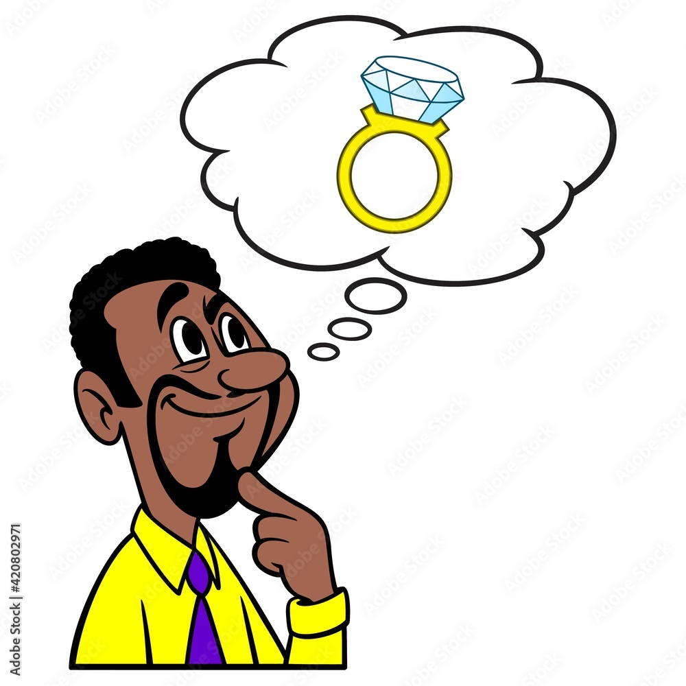 Man thinking about a Wedding Ring - A cartoon illustration of a man thinking about a Wedding Ring. Man thinking about a Wedding Ring - A cartoon illustration of a man thinking about a Wedding Ring.