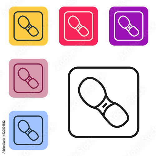 Black line Human footprints shoes icon isolated on white background. Shoes sole. Set icons in color square buttons. Vector