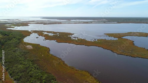 Flight over lake in Gippsland, Australia photo