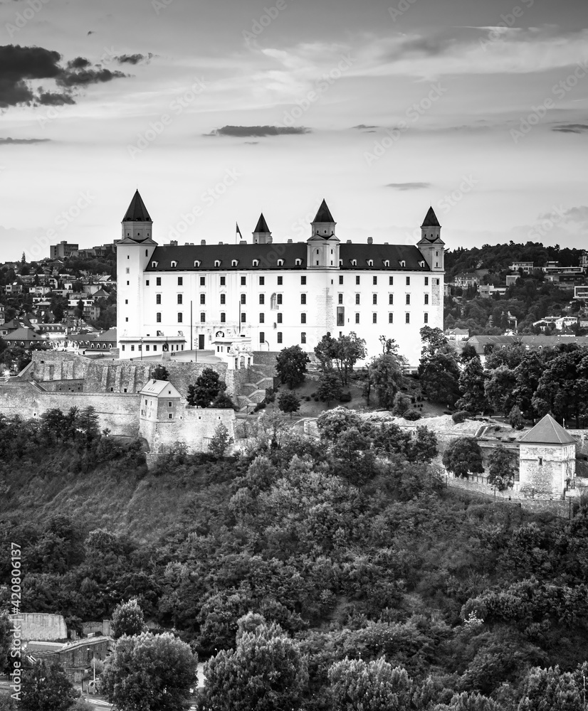Bratislava castle , parliament and Danube river and beautiful fall day , Slovakia