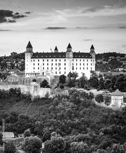 Obraz na płótnie Bratislava castle , parliament and Danube river and beautiful fall day , Slovakia w salonie