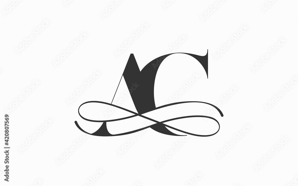 initial letter AC luxury logo monogram design element Stock Vector ...