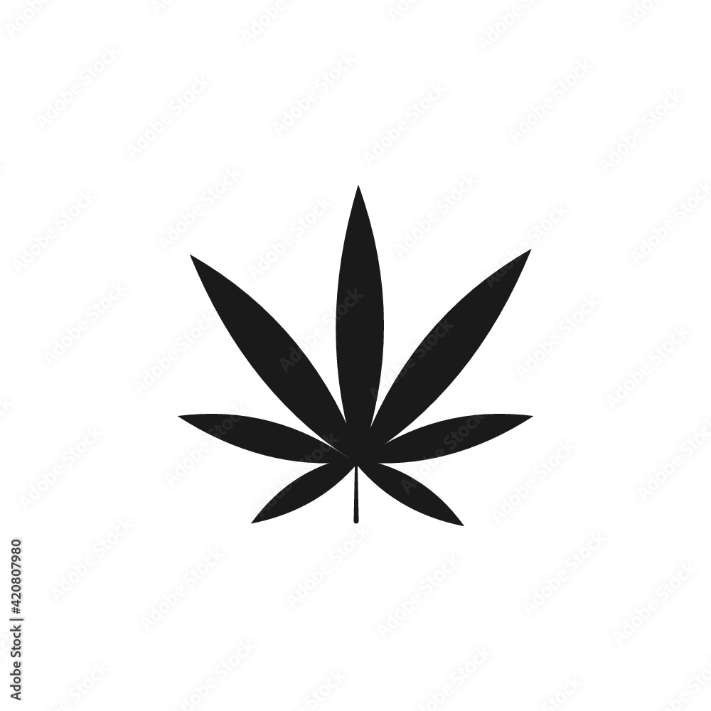 marijuana leaf icon with shadow on white background vektor
