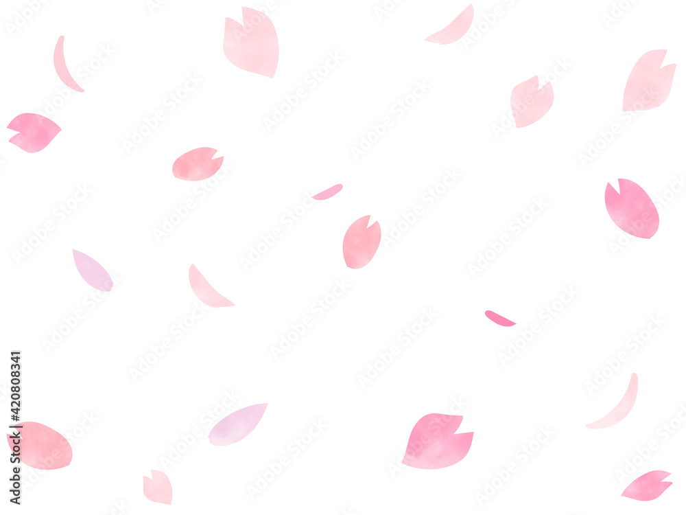 水彩画風のひらひら桜の花びら