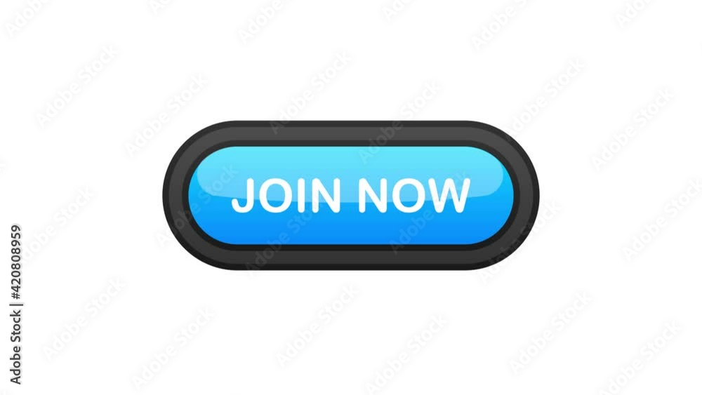 Join Now blue realistic 3D button isolated on white background. Hand clicked. Motion graphic. Join Now blue realistic 3D button isolated on white background. Hand clicked. Motion graphic.