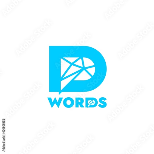 The logo combines: the letter "D", the human brain, feedback, digital elements and neural connections.  Vector.