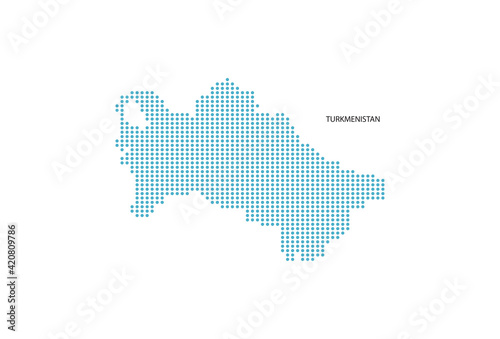 Turkmenistan map design blue circle, white background with Turkmenistan flag.