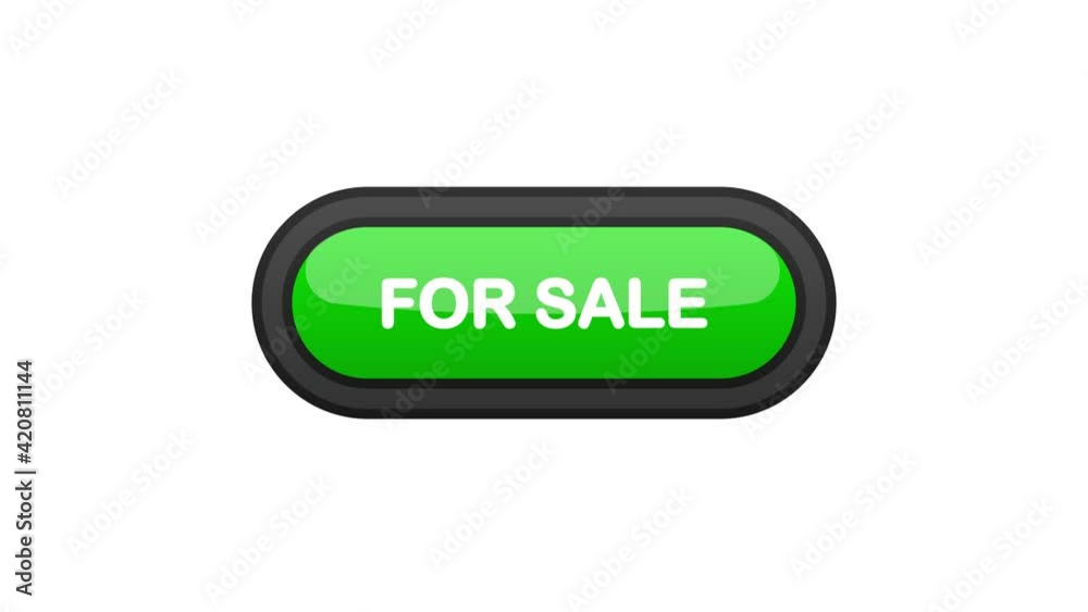For Sale green realistic 3D button isolated on white background. Hand clicked. Motion graphic. For Sale green realistic 3D button isolated on white background. Hand clicked. Motion graphic.