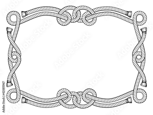 rope knot frame black and white isolated