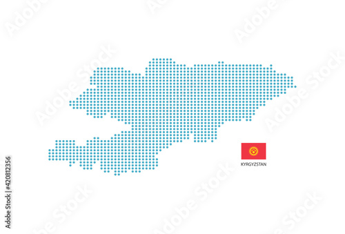 Kyrgyzstan map design blue circle, white background with Kyrgyzstan flag.  © stu-khaii
