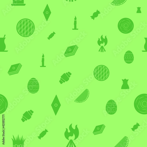 Vector seamless pattern of Nowruz attributes. Nowruz holiday pattern background.