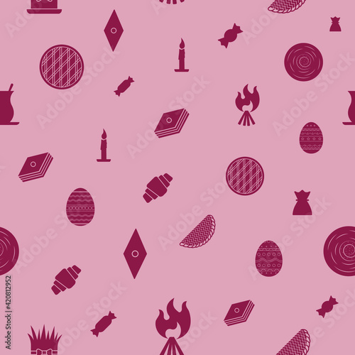 Vector seamless pattern of Nowruz attributes. Nowruz holiday pattern background.
