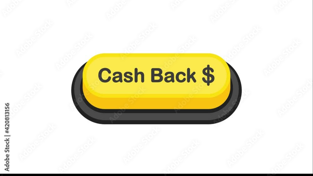 Cash Back yellow 3D button in flat style isolated on white background. Motion graphic. Cash Back yellow 3D button in flat style isolated on white background. Motion graphic.