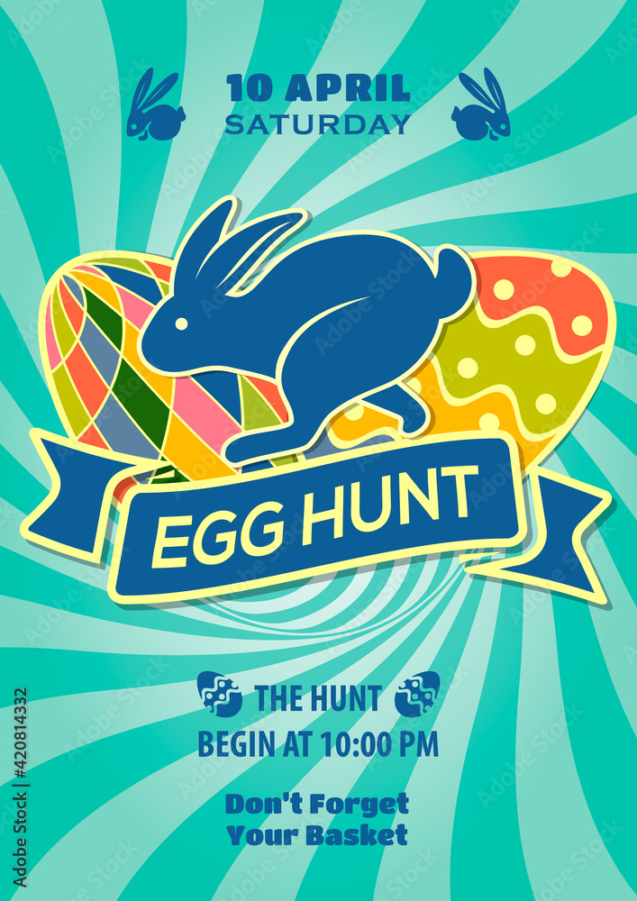 Easter Egg Hunt poster design template. Vector illustration Easter Egg Hunt poster design template. Vector illustration