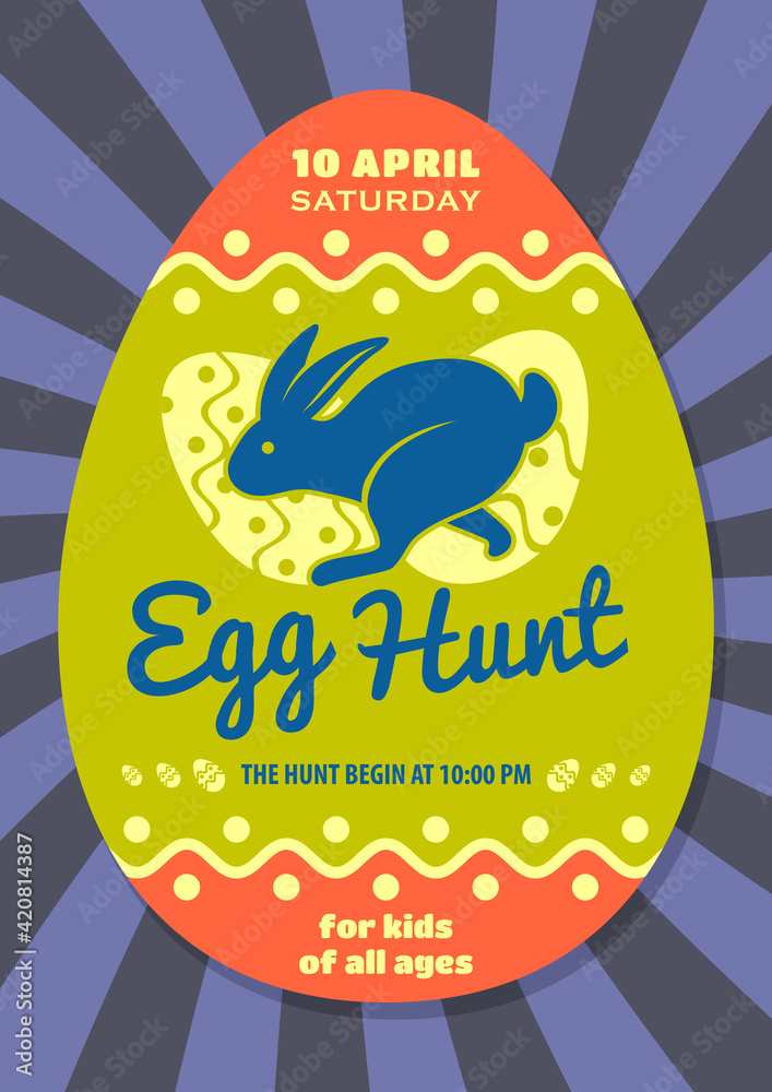 Easter Egg Hunt poster design template. Vector illustration Easter Egg Hunt poster design template. Vector illustration