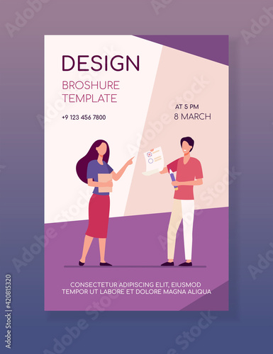Student giving test to teacher. Intern, tutor, examinee. Flat vector illustration. Education, internship, training, knowledge checking concept for banner, website design or landing web page
