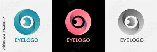 Abstract eye logo. Corporate identity design element. Retina circle scanner, personality eye identification, iris id lock logotype idea. Security, protect concept. Eye Vector icon.