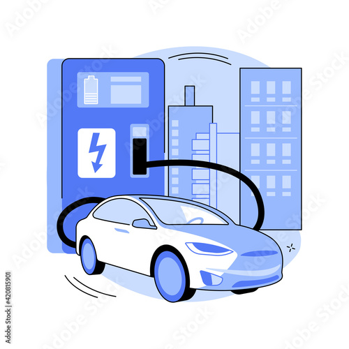 Electric vehicle use abstract concept vector illustration.