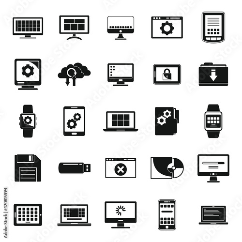 Update operating system icons set, simple style
