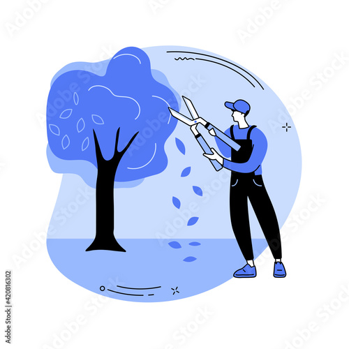 Cutting trees and shrubs abstract concept vector illustration.