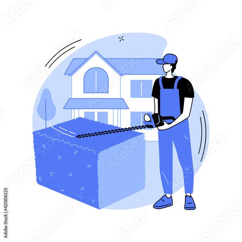 Hedge trimming abstract concept vector illustration.