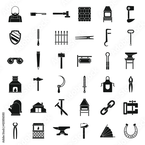 Blacksmith icons set, simple style